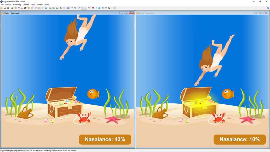 Nasometry software • nasalance diving game